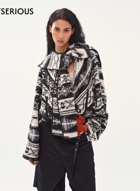 【明星同款】Medium Well 2025秋季新款羊毛围巾领廓形宽松外套女