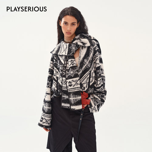 【明星同款】Medium Well 2025秋季新款羊毛围巾领廓形宽松外套女