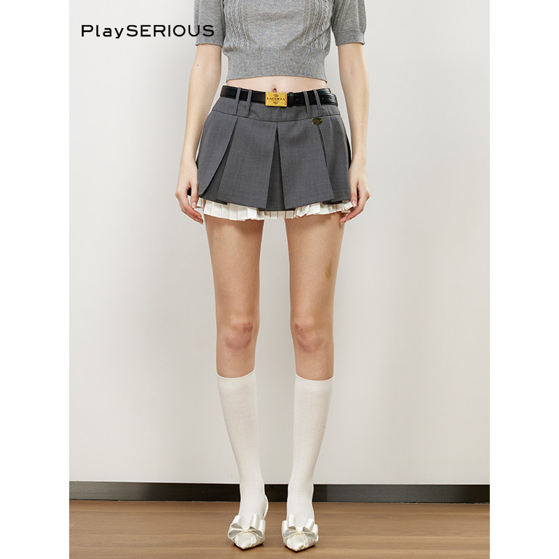 【周也宋雨琦同款】LACERTA 春夏学院风减龄静奢灰羊毛百褶裙女,女装/女士精品,半身裙,淘宝优惠券,粉丝福利购,淘宝优惠卷