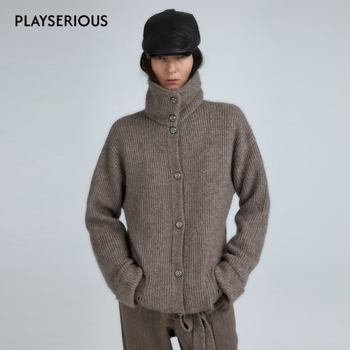 【Chichi博主同款】YFLYIFULU 2025秋冬新款灰燕麦色立领外套女