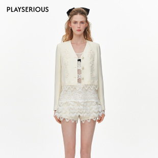 套装 ROCHAROMMA 短外套蕾丝花边短裤 立体绣花西装 女 2026春夏新款