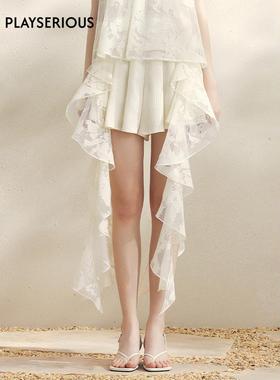 SSPARKLING 25春夏新款不规则飘逸荷叶边短裤（荷叶边可拆）