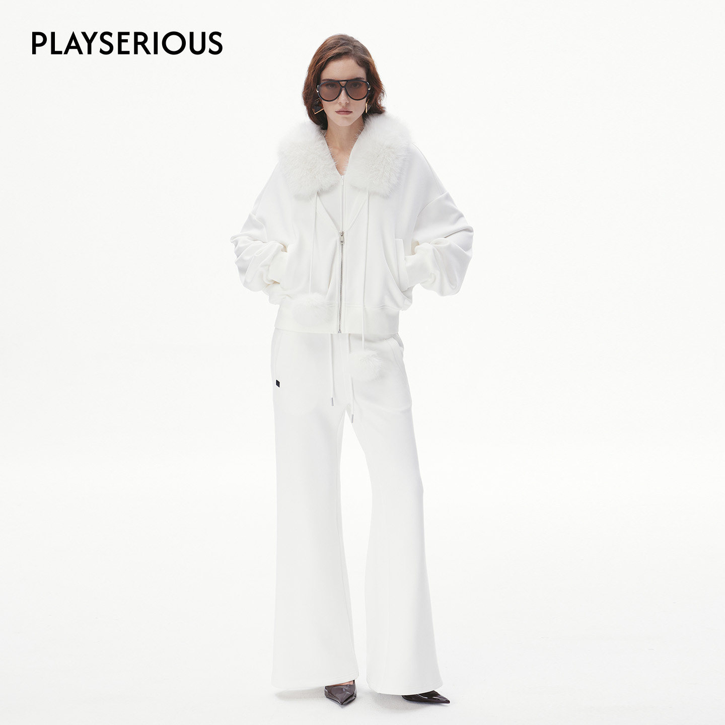 CNLEEWEI 2025秋冬新款可拆卸毛领背心卫衣喇叭卫裤三件套女套装,女装/女士精品,时尚套装,淘宝优惠券,粉丝福利购,淘宝优惠卷