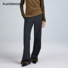 YFLYIFULU 2025秋冬新款后开叉褶裥直筒西裤女气质百搭简约休闲裤