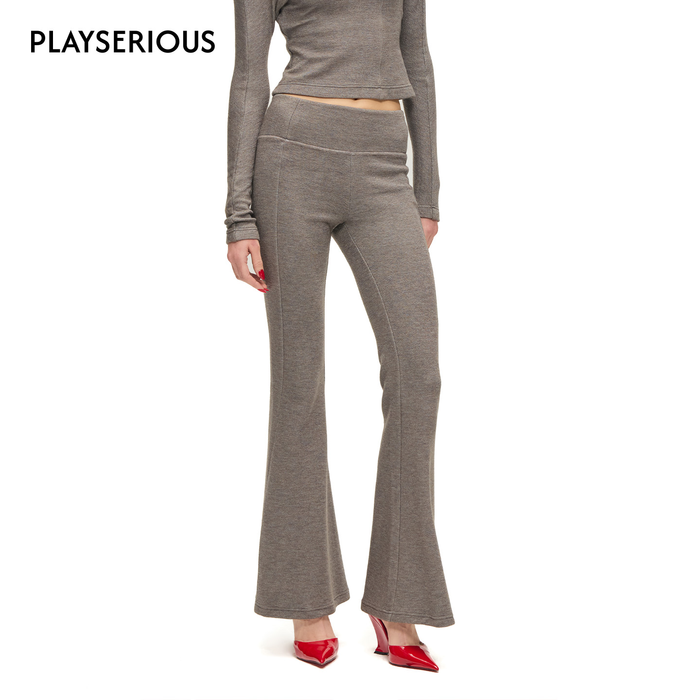 SULTRY VIRGIN 2025秋季新款修身显瘦微喇裤时尚纯色高级感休闲裤