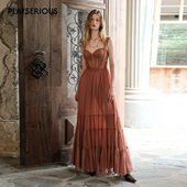 2025秋冬新款 Sheer Luck 定制编织串珠褶皱雪纺清透网纱挂脖伞裙