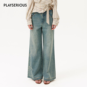 PURA 2026春夏新款 印花牛仔阔腿裤 ARTE 女休闲宽松直筒牛仔裤