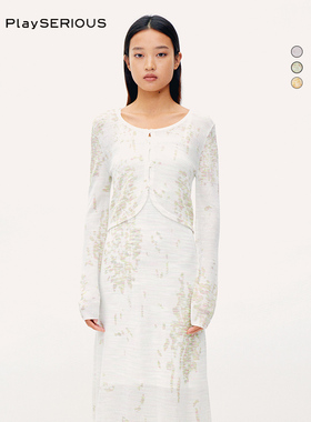 nume 春季新款小众设计气质缎染花朵图案百搭短开衫外套女