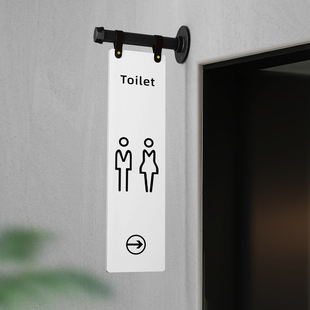 洗手间双面悬挂指示牌定制男女卫生间箭头指引牌WC侧装挂牌公共厕所提示牌轻奢亚克力吊牌TOILET标识logo牌