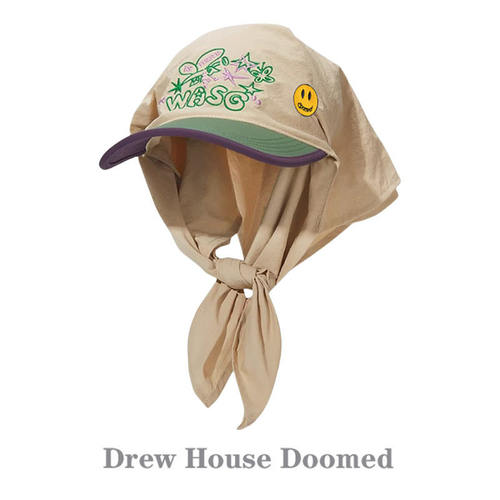 官方正品Drew Sava Doomed笑脸速干头巾帽刺绣遮阳绑带棒球帽子