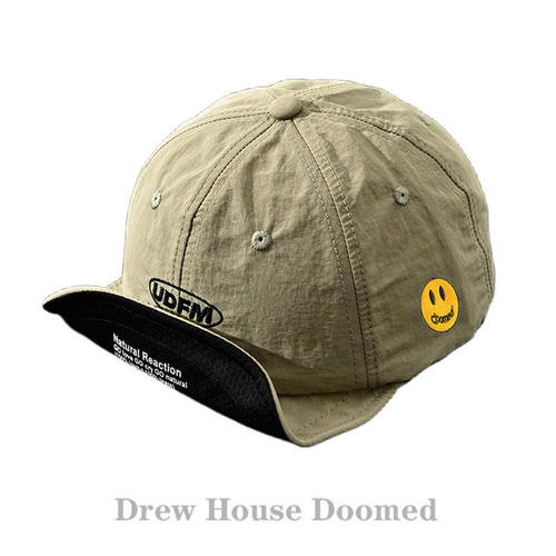 Drew Sava Doomed笑脸大头围翘檐棒球帽男女复古短沿户外鸭舌帽