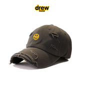 Sava 新笑脸正品 美式 Drew 潮牌破洞鸭舌帽情侣男女同款 遮阳棒球帽
