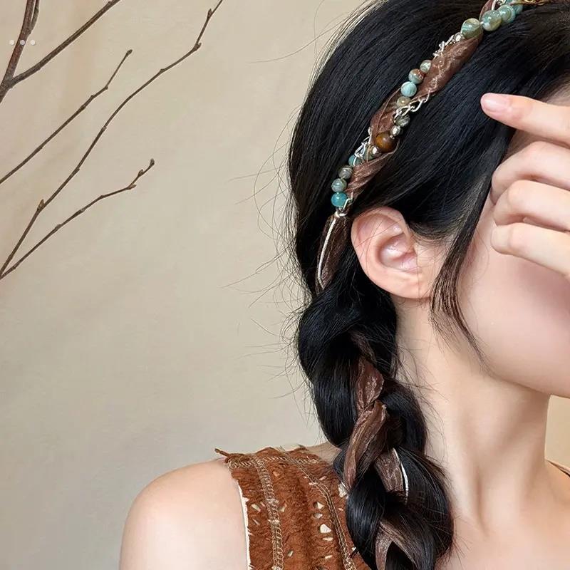 波西米亚风覆古编织发带女民族风发箍配饰腰炼腰带女项炼2024新款