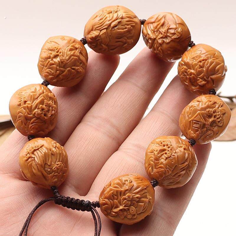 20风景八大美女倾国倾城橄榄核雕刻手串橄榄胡浮雕多宝国色天香男