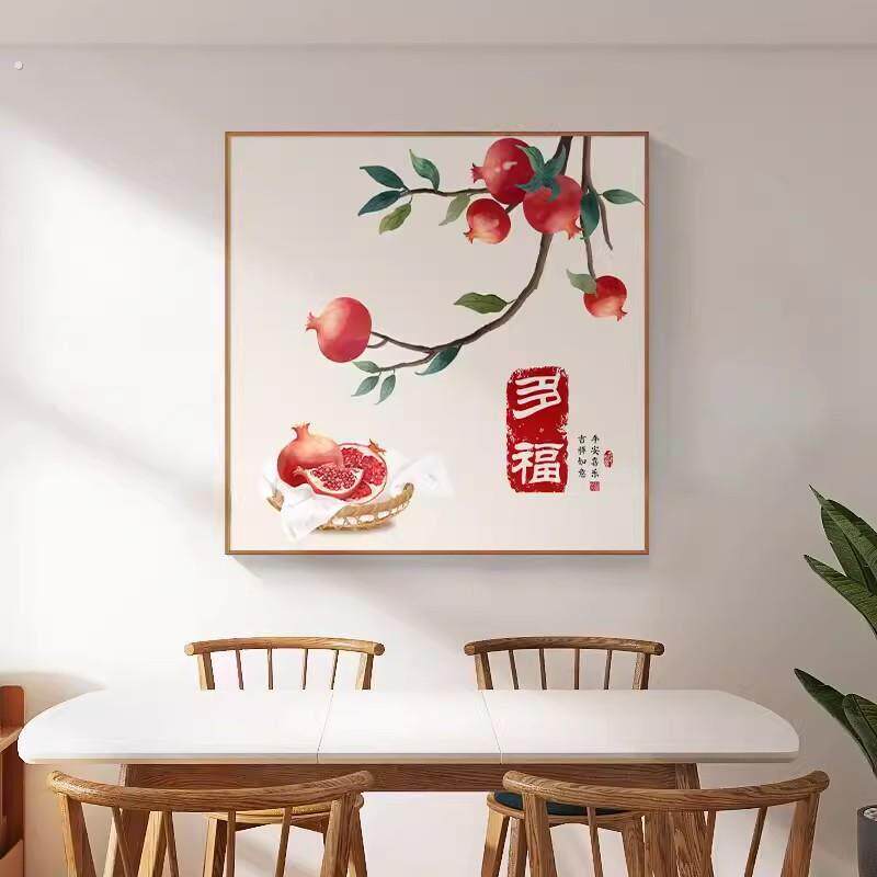 三餐四季饭厅装饰画吃饭厅背景墙挂画客厅沙发墙画壁画油画新中式