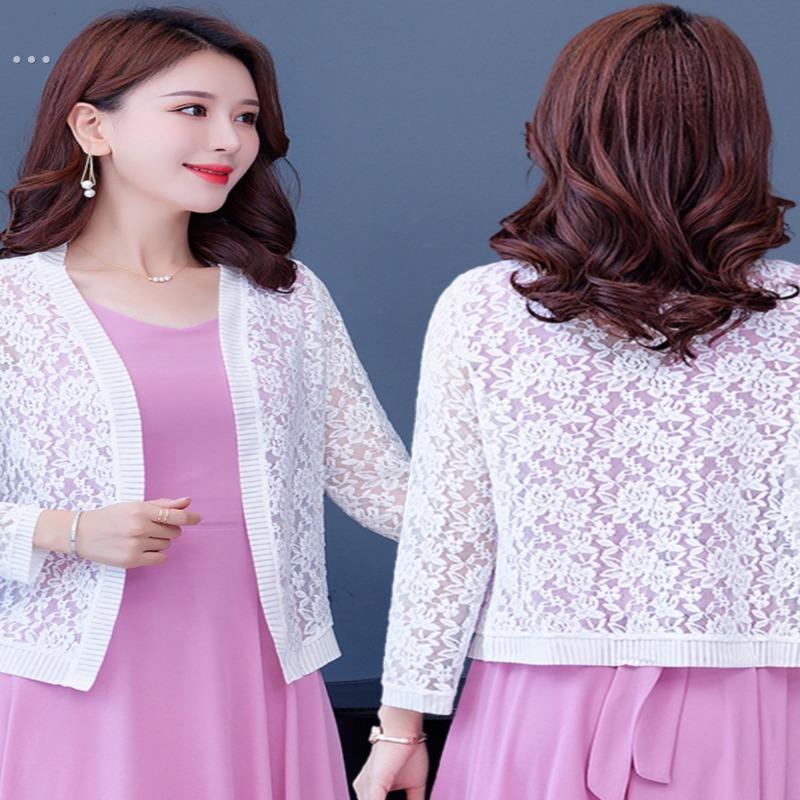 蕾丝小披肩夏季配裙子春秋短外套旗袍外搭开衫中年女薄款针织上衣