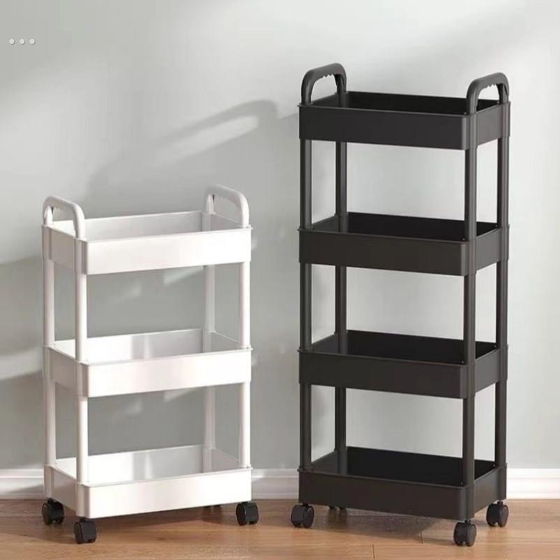 置物架多层收纳架小型窄杂物办公室落地架子柜子带轮子可移动桌边