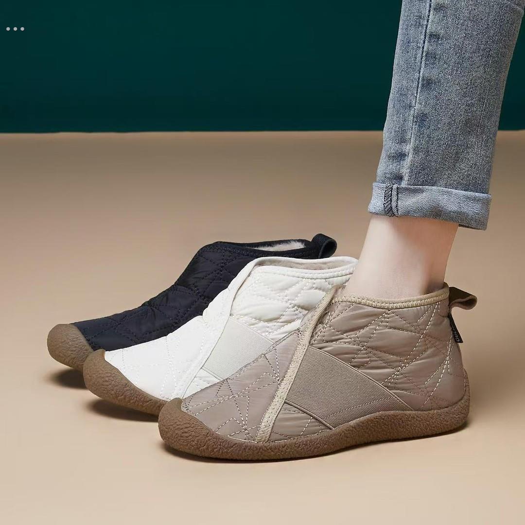 雪地棉女款秋冬新款2024宇航布料羊毛一脚蹬低跟防滑轻便妈妈棉鞋
