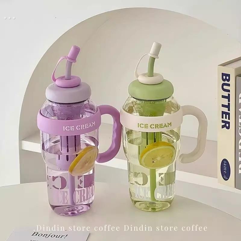 夏季巨无霸水杯大容量冰霸杯高颜值奶茶杯带吸管茶漏杯大容量水壶