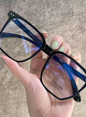 烧电焊专用平光镜日系黑框眼镜男潮近视可配大脸防蓝光辐射无度数