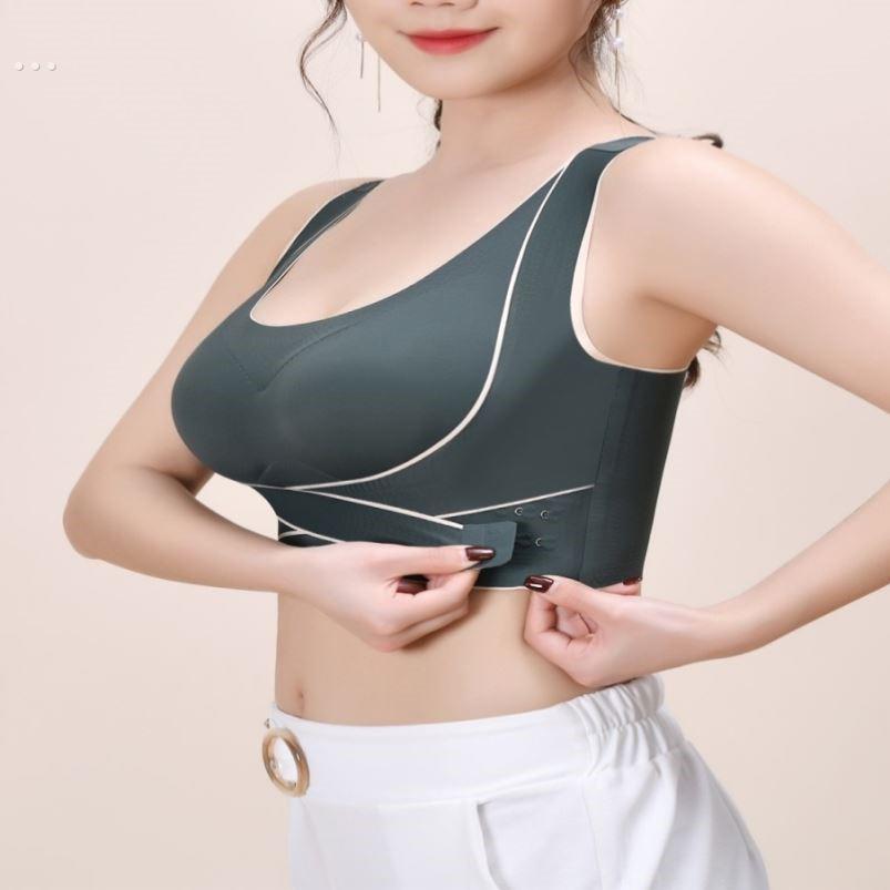 运动文胸内衣女防震防下垂上托大胸显小聚拢无痕美背背心胸罩薄款
