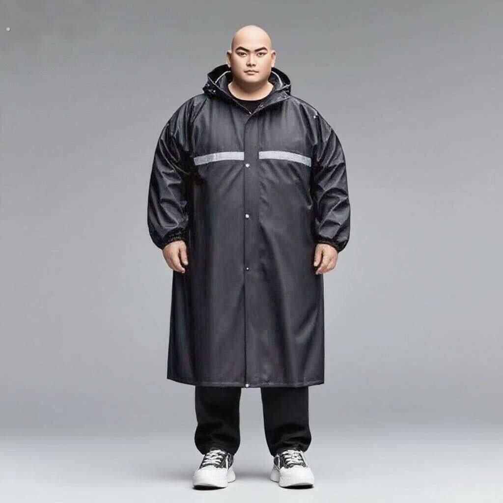 胖人雨衣加大加肥加宽风衣式长版大号特大宽松雨衣反光条
