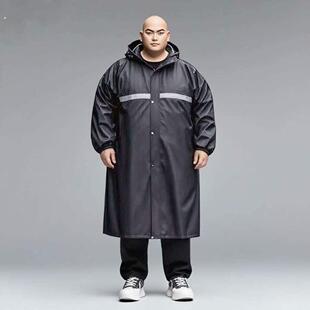 胖人雨衣加大加肥加宽风衣式长版大号特大宽松雨衣反光条