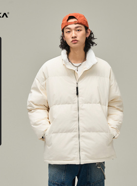 XAKA三防90白鸭绒防钻绒羽绒服男冬新款加厚保暖简约风面包服外套