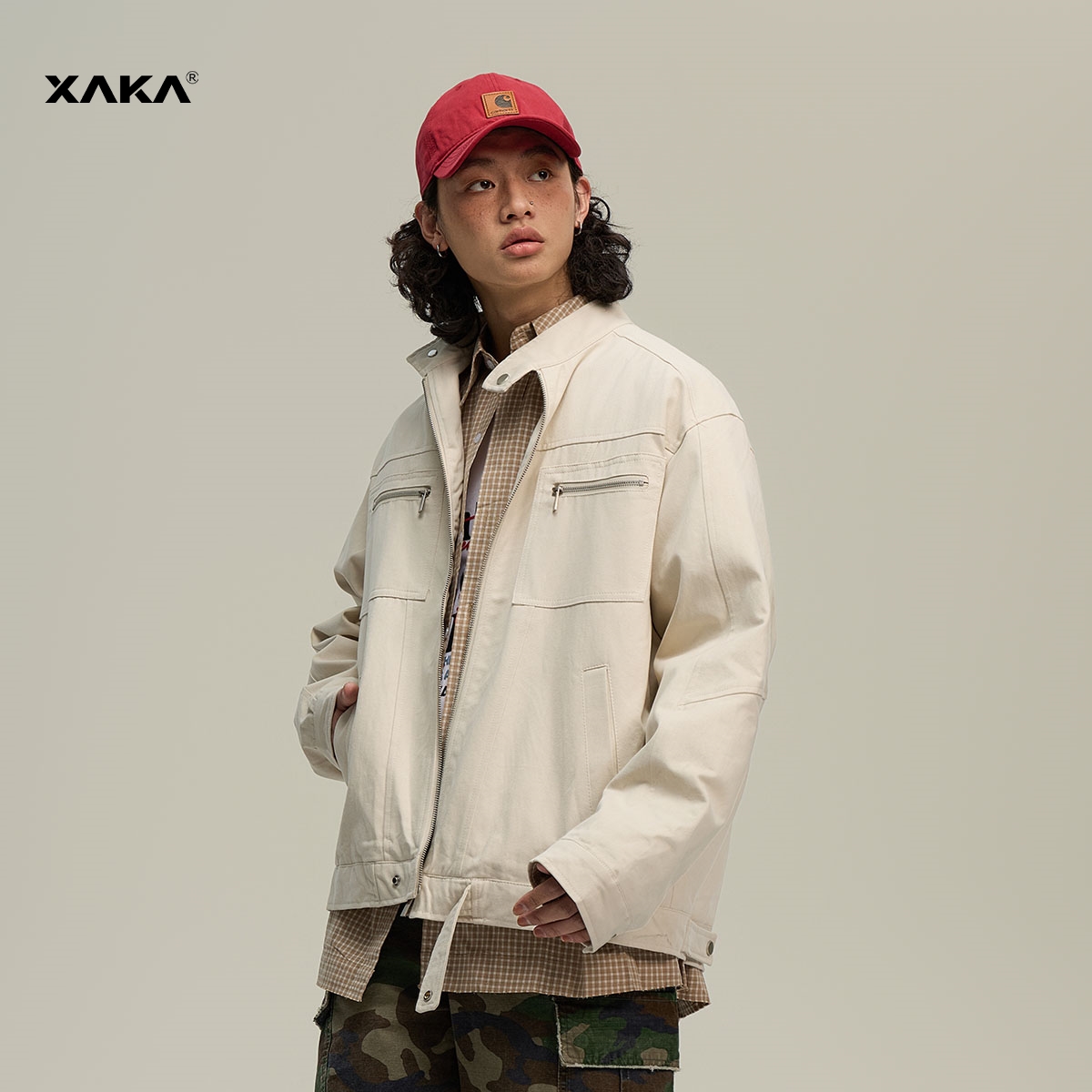 XAKA美式复古哈灵顿休闲夹克外套