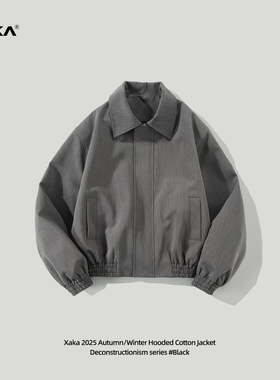 XAKA美式复古cleanfit自带垫肩外套男秋中性风短宽bomber飞行夹克