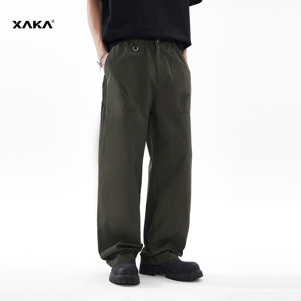 XAKA美式复古vibe宽松直筒伐木裤