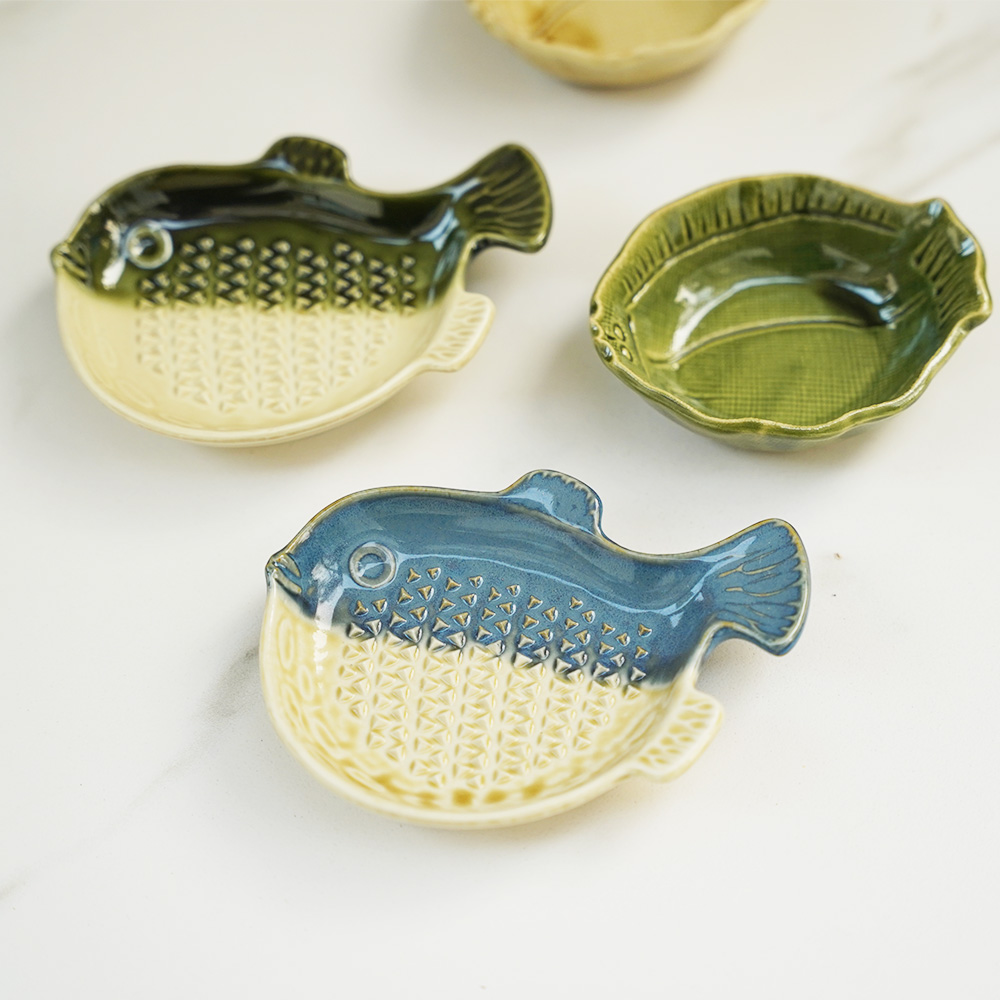 美浓烧日本进口手绘蔬菜珍味碟子