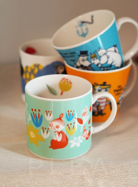 日本进口山加商店姆明Moomin mug插画漫画咖啡带盖杯马克杯子礼盒