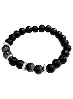 z9饰品复古黑色磨砂串珠手链女