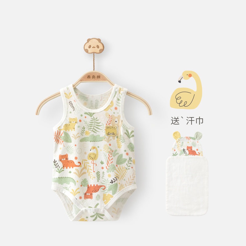 竹衣无袖款连体男女宝宝婴儿包无骨夏季衣服三角衣l薄纤维屁