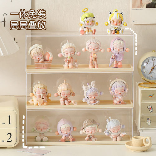 高透一体免装手办盲盒收纳盒