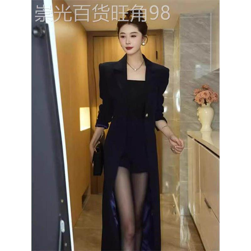 黑色风衣外套女秋冬欧货高级感气质御姐范时尚百搭中长款过膝大衣