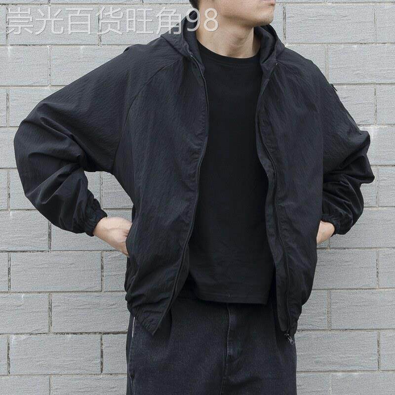 连帽夹克男士春秋韩式时尚日本宽松运动休闲拉炼外穿纯色男士夹克