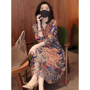 高端优雅的雪纺碎花连衣裙2025年新的热门风格可访问的豪华优雅的