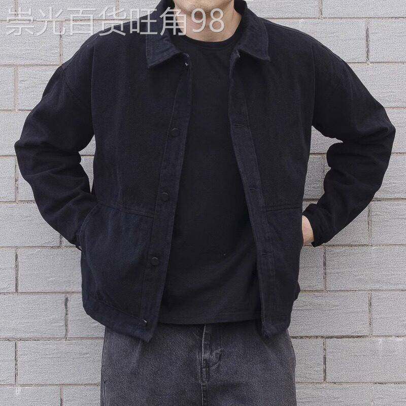 高端黑色短款牛仔外套男士秋冬季2025新款潮牌覆古宽松夹克衫男装