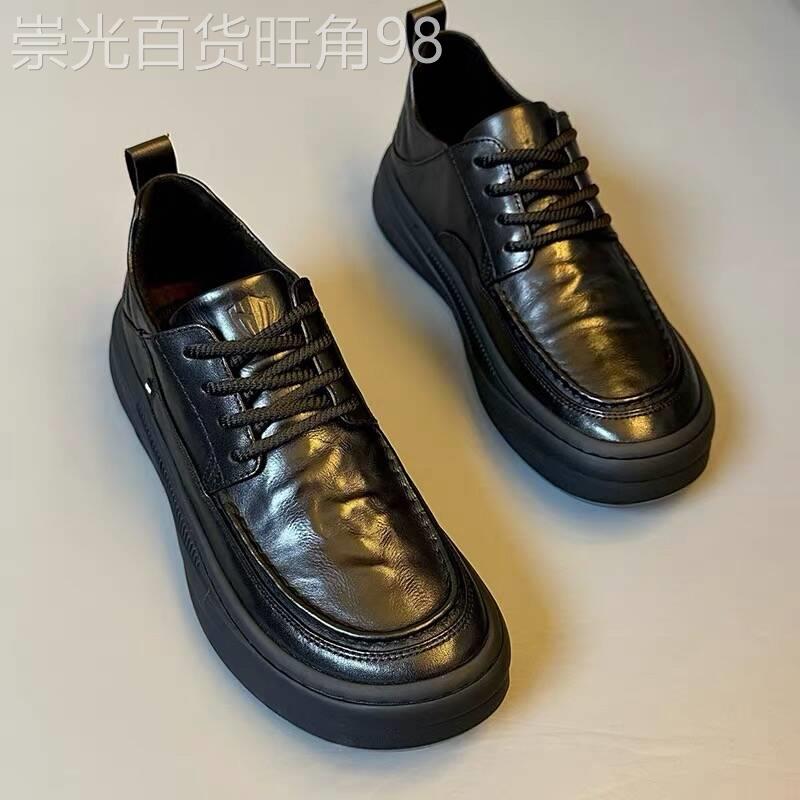 【高品质】男鞋2026新款纯皮商务休闲一脚蹬圆头时尚百搭软底皮鞋