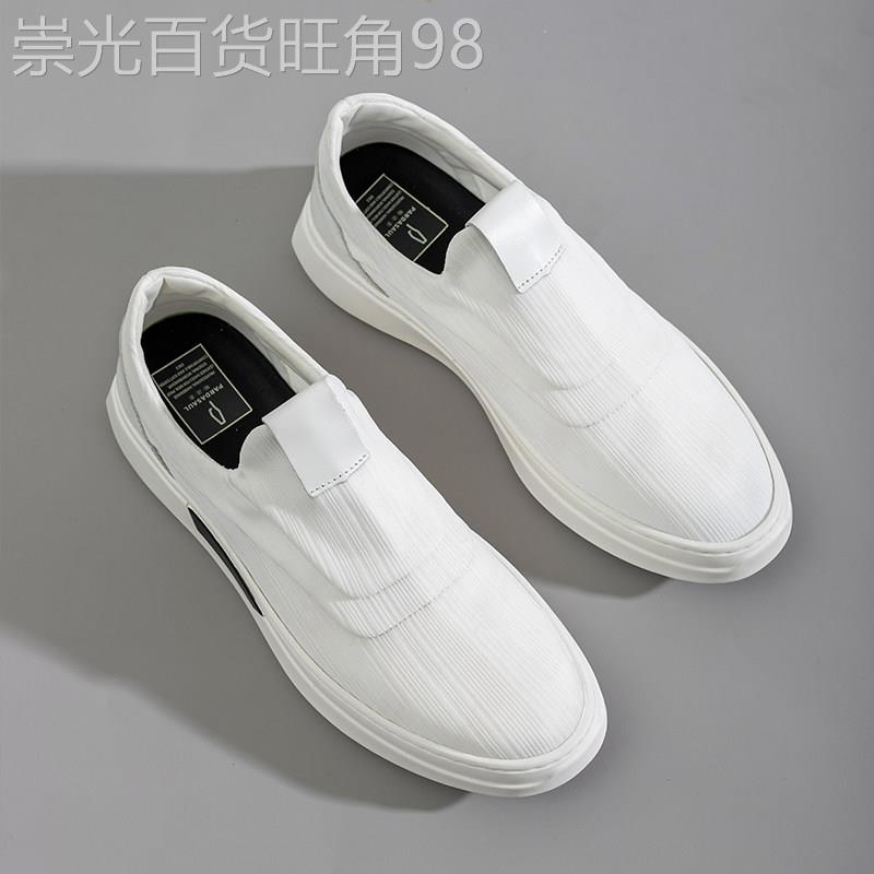 潮牌帆布鞋男款2026年夏季新款韩版透气运动板鞋一脚蹬休闲小白鞋