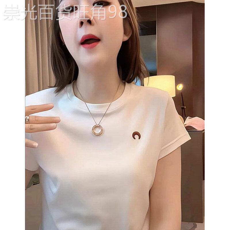 夏季白色短袖T恤女 修身显瘦小个子设计 2025新款韩版通勤风兔仙