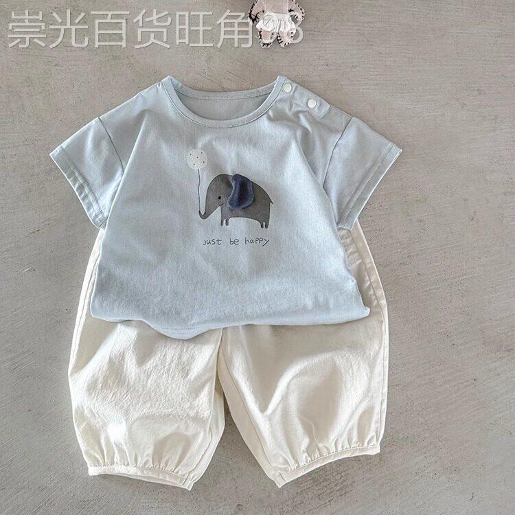 法国BADNUT婴幼儿衣服夏季2026新款男宝宝套装纯棉短袖T恤两件套
