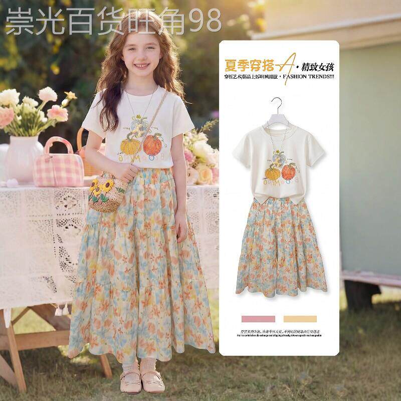 法国BADNUT女童洋装套装夏季2026新款儿童韩系中大童南瓜碎花裙