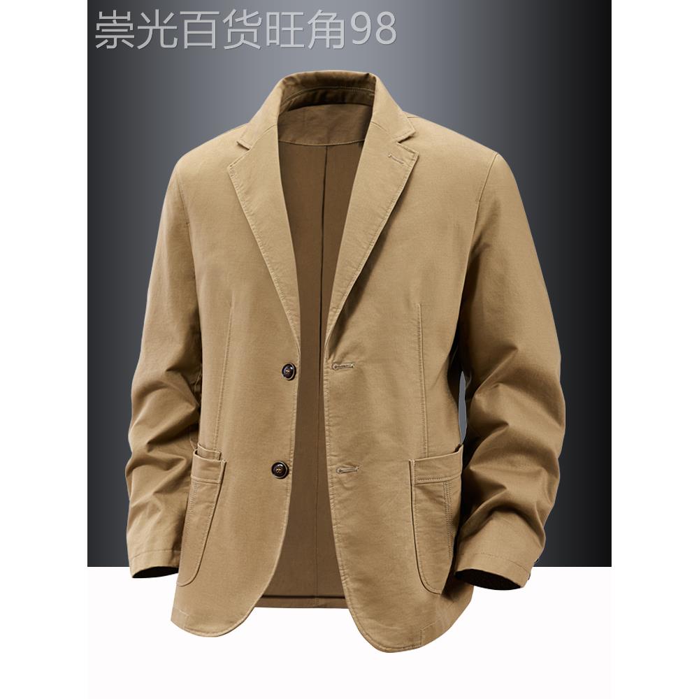 BOZZ BURY~琥珀流光色系！100%纯棉西服外套男士大码商务休闲单西