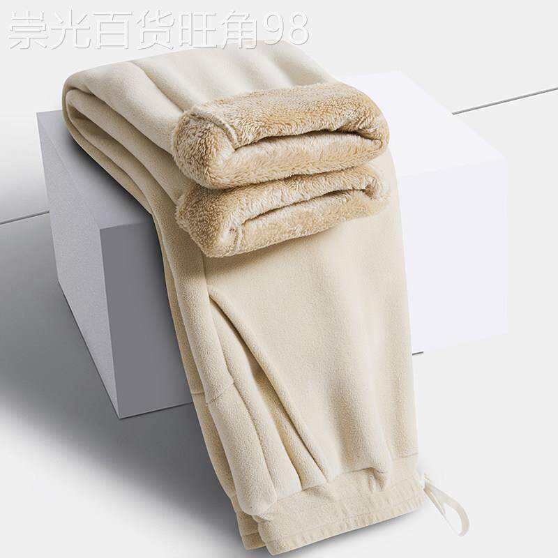 奥利绒裤子女冬季新款加绒加厚直筒休闲裤羊羔绒保暖裤抓绒运动裤