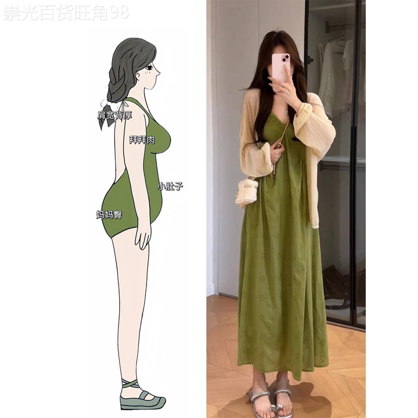 夏装搭配一整套大尺码胖mm钩花镂空吊带洋装海边度假风好看套装女