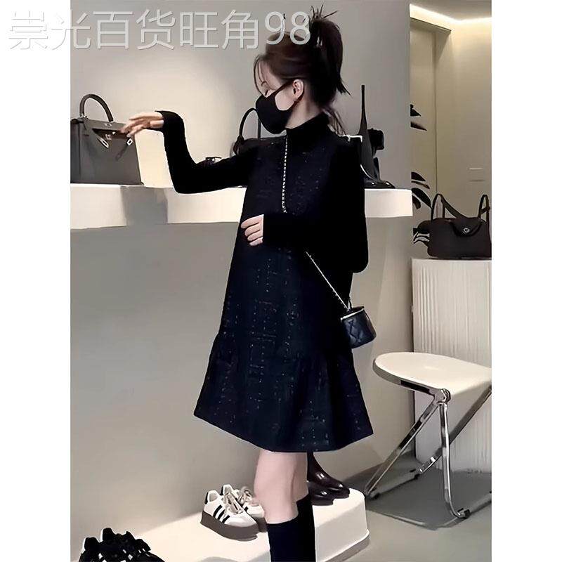 黑色小香风名媛气质套装女秋冬季欧货半高领内搭两件套吊带裙