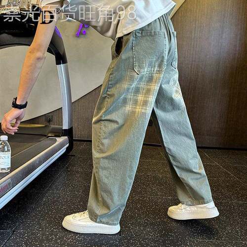 高端水洗弯刀牛仔裤男士夏季2026新款薄款宽松直筒休闲裤男款长裤